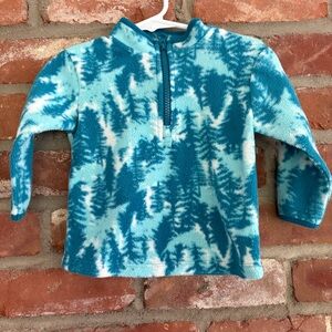 Cat and Jack Fleece Quarter Zip Pullover Jacket Trees Blue Forest 12m